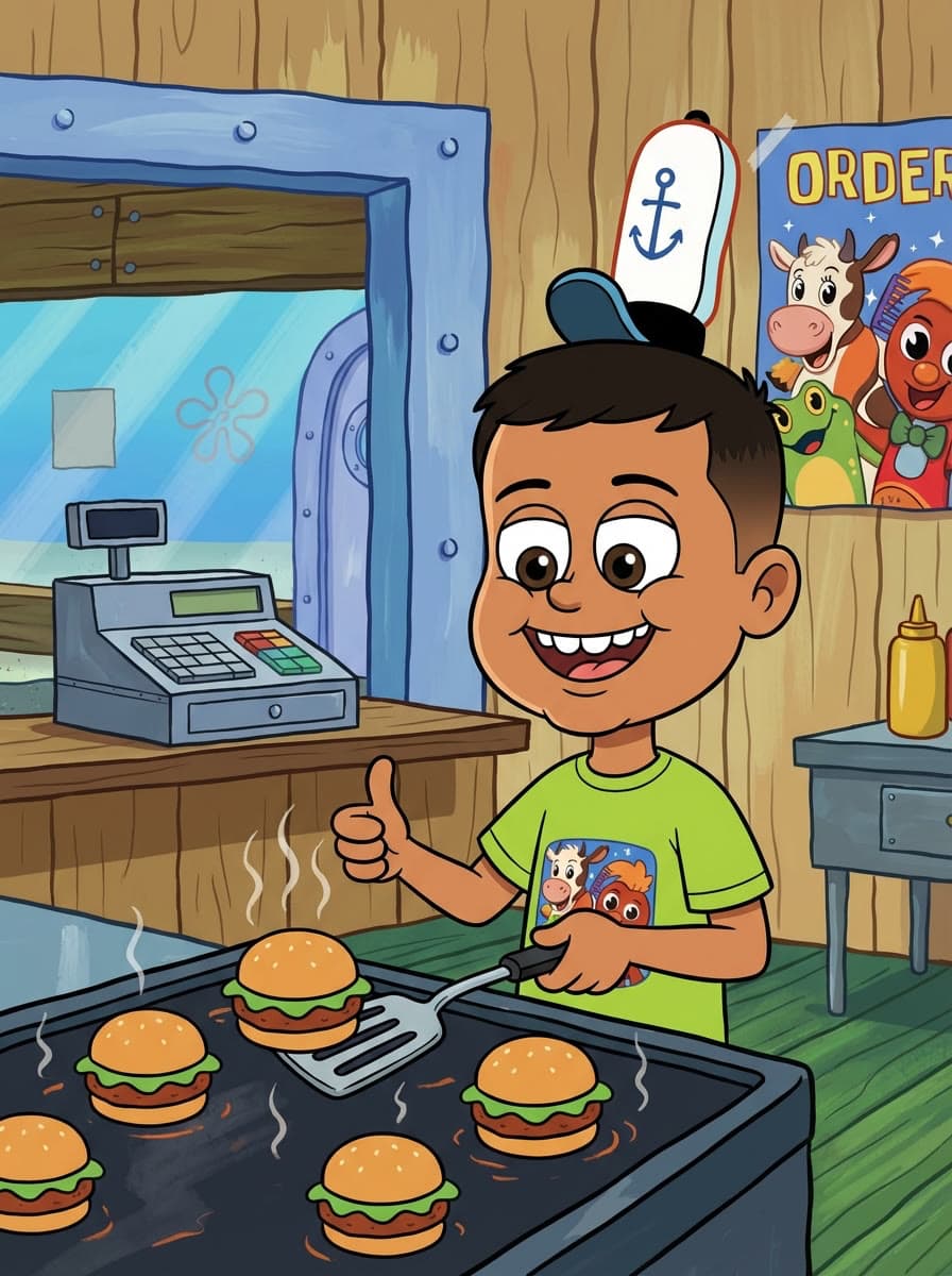 Cartoon style AI transformation - SpongeBob Krusty Krab