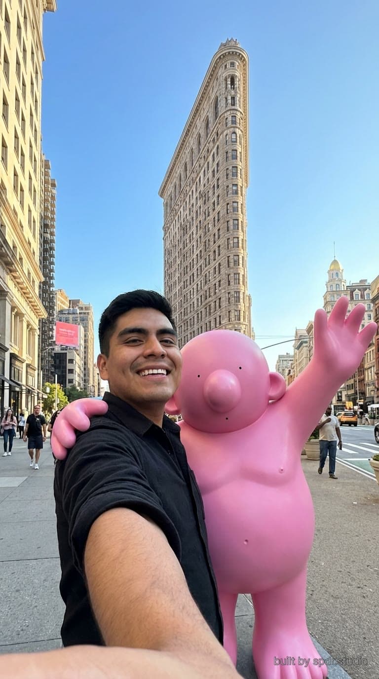 Mr. Pink selfie - Flatiron Building AI photobooth activation