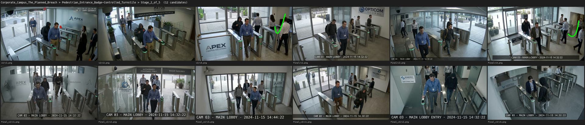 Contact sheet — Corporate badge-controlled turnstile, Stage 2 options