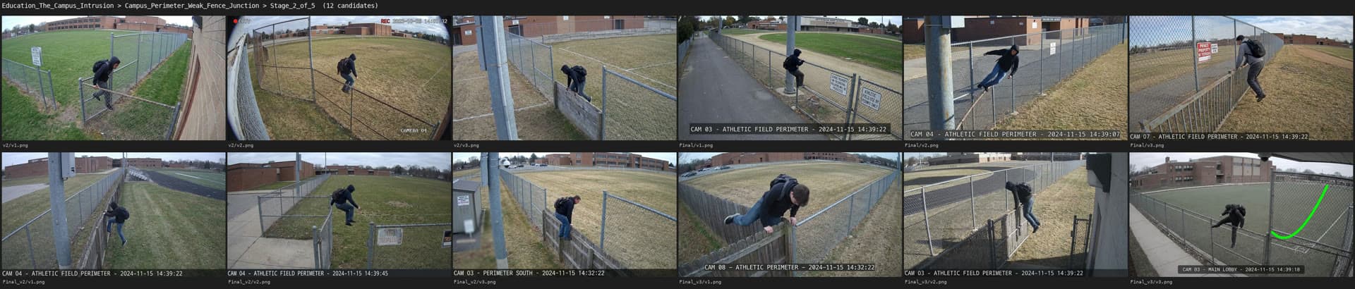 Contact sheet — Education weak fence junction, Stage 2 options