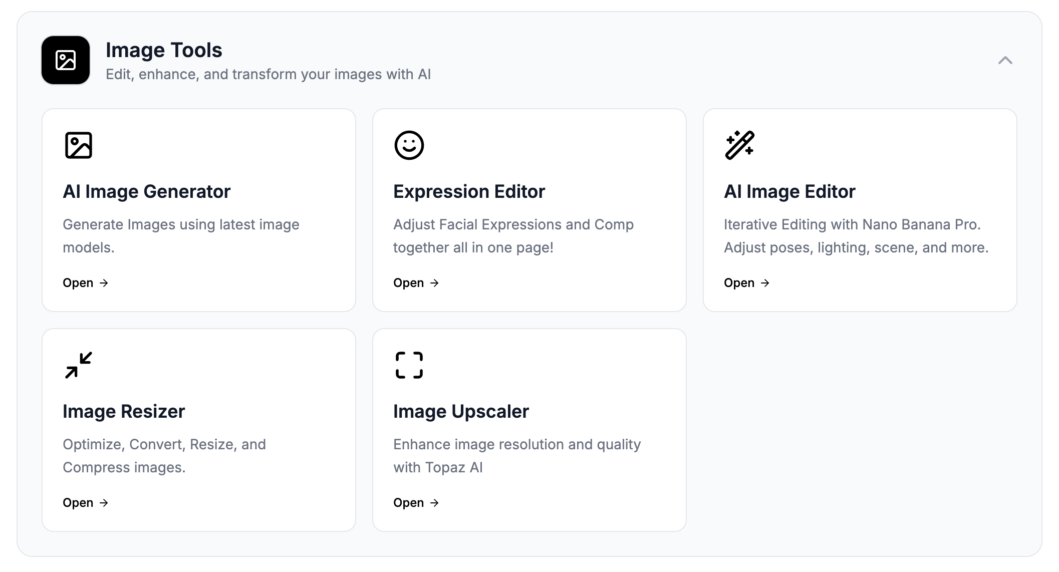 Image Tools — AI Image Generator, Expression Editor, AI Image Editor, Image Resizer, Image Upscaler
