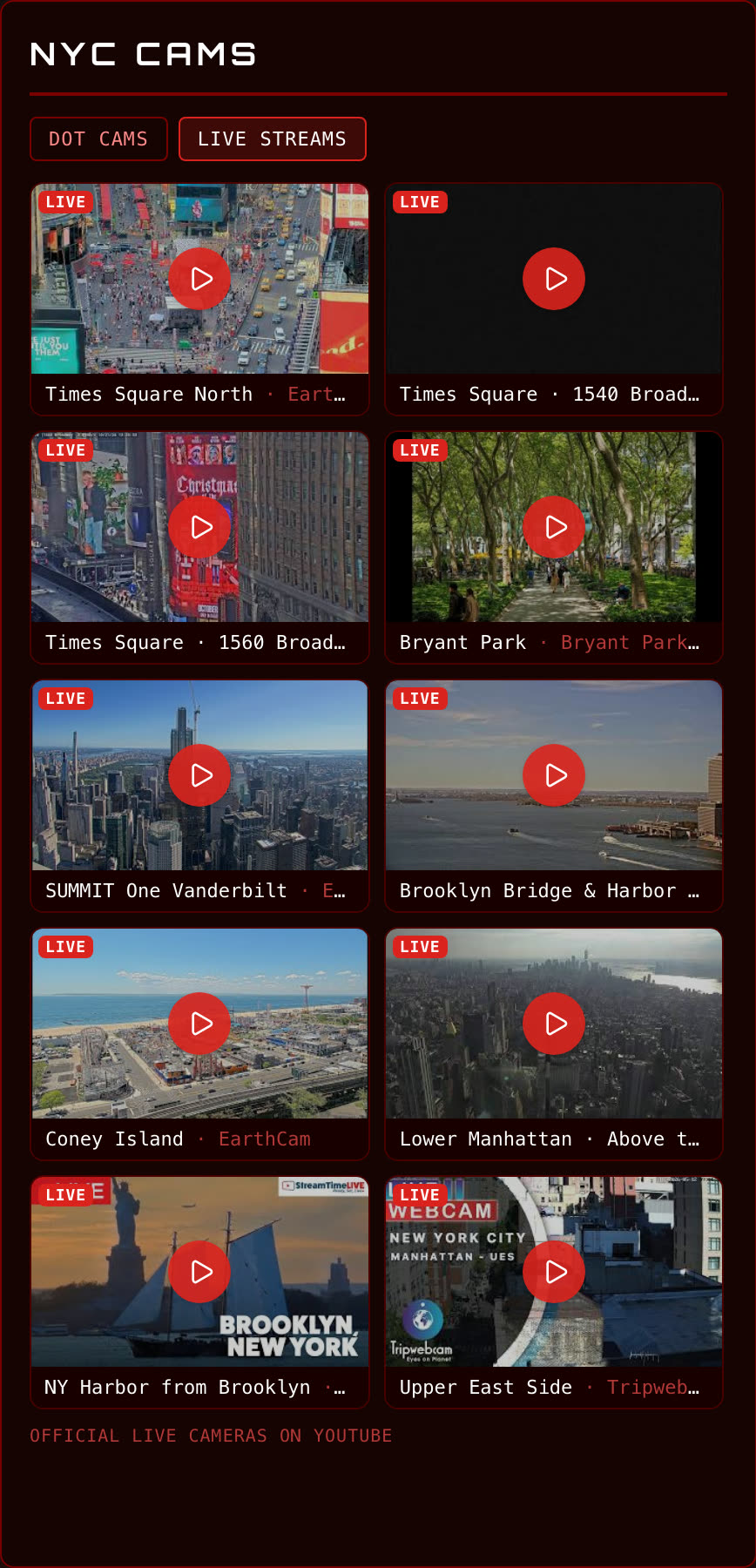 NYC Cams: Live Streams